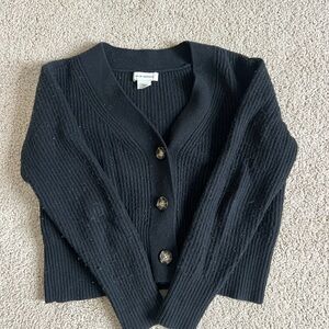 Club Monaco Black Button-Up Cardigan
